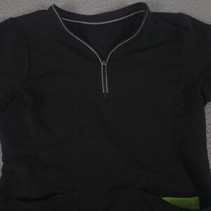 Healing Hands Top Womens Medium Black Scrub Nikki 1/4 Zip HH360 Stretch Pockets